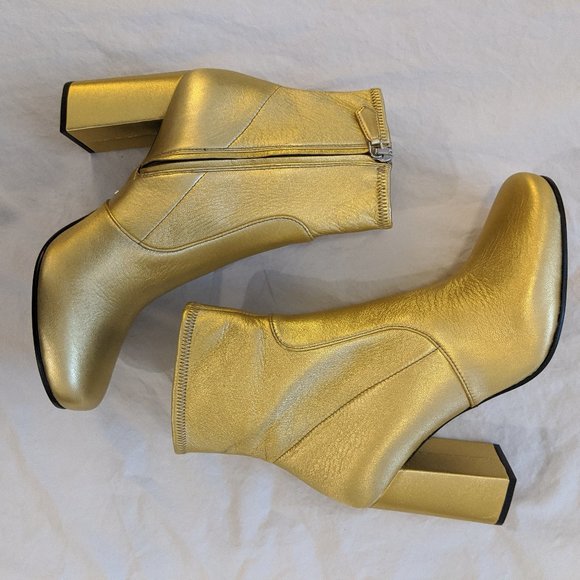 Prada Gold Textured-Leather Ankle Boots, size 36.5 - Picture 2 of 7